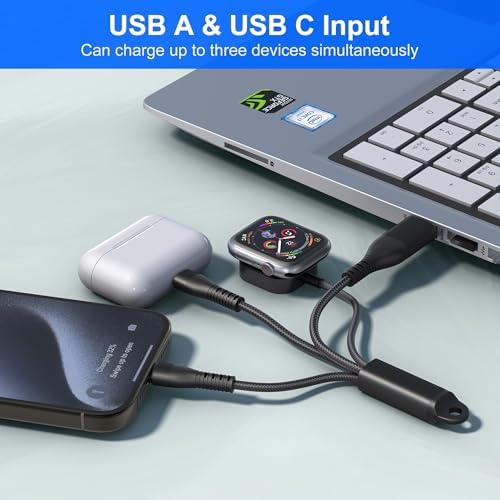 Transform Your Charging Routine with the 60 W Fast Charge 3-in-2 USB C Cable – MFi Certified Compact Solution for Apple Watch & Multi-Device Compatibility – Perfect 6.5-Inch Travel Charger for i Phone 16/15/14 & Galaxy Smartphones – Durable, Efficient, and Ideal for On-the-Go Power Needs