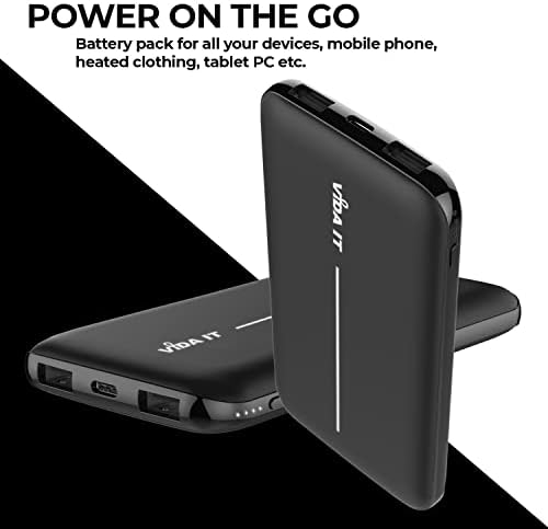 Ultra-Slim 10,000 m Ah Portable Power Bank for Heated Clothing – Fast Charging Battery Pack for Heated Vests, Hoodies, and Throws – Compatible with i Phone, Samsung, USB-C Devices – Essential Travel Charger for Warmth and Connectivity