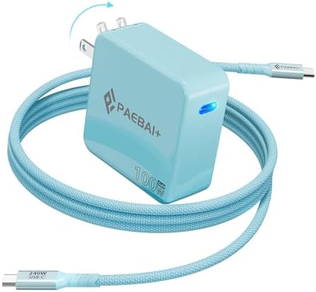 Ultimate PAEBAI+ 100 W USB-C Ga N Fast Charger: Compact, Foldable Wall Adapter for Mac Book Pro, i Phone 15/16, and Diverse USB-C Devices – 6.6 ft Durable Type-C Cable for Rapid Charging – Unmatched Versatility and Safety Features for Efficient On-the-Go Power Solutions