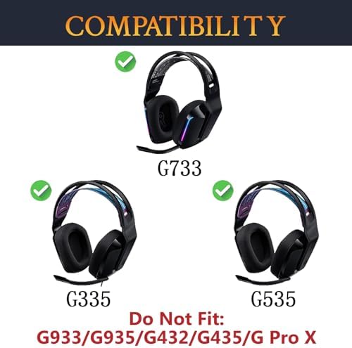 SOULWIT Cooling Gel Earpads for Logitech G733, G535, G335 – Advanced Comfort & Noise Isolation Cushions for Immersive Gaming – Durable Grey Replacement Ear Pads for Enhanced Audio Performance and Extended Playtime