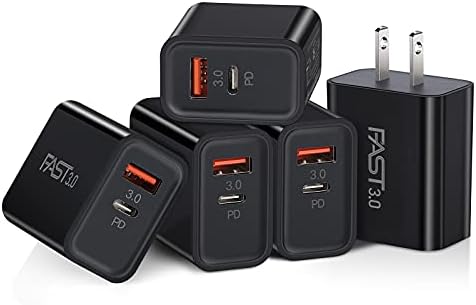 5 Pack Boxeroo USB-C Wall Charger Block – Dual Port PD Fast Charging Adapter for i Phone 15 Pro Max, Google Pixel 6/5, Samsung Galaxy – Universal USB-C Plug for Rapid Device Charging – Compact, Durable, and Travel-Friendly