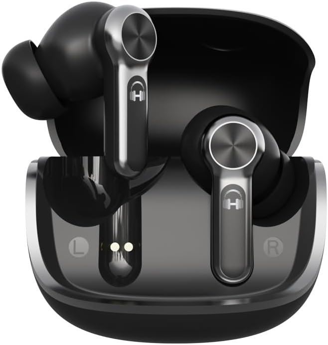 HARMONY TWENTY-TWO HTT-21 Wireless Earbuds – Advanced Bluetooth 5.4 Technology with 4-Mic Noise Cancellation for Crystal-Clear Calls, Voice Assistant Support, and IPX5 Water Resistance – Experience Deep Bass with Up to 6 Hours Playtime and 35 Hours Total Battery Life – Quick Charge Feature: Just 10 Minutes for 100 Minutes of Listening – Ideal for Active Lifestyles and Music Enthusiasts Seeking Immersive Audio Quality