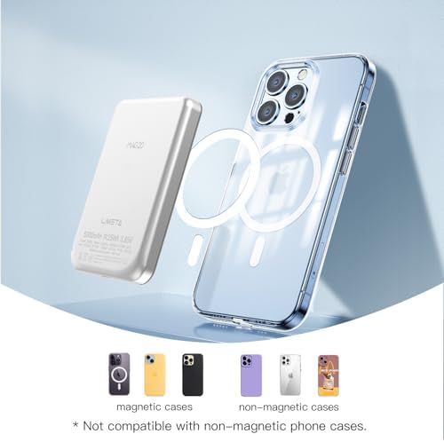 Magnetic Wireless Portable Power Bank – 5000 m Ah Dual USB-C Charger with 18 W Speed & Visually Impaired Friendly Beeper – Ultimate Compatibility for i Phone 15/14/13/12/Pro/Max – Stay Charged Anywhere, Anytime!