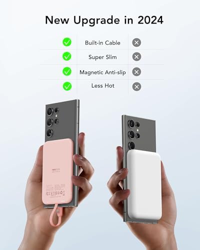 VEEKTOMX 5000 m Ah Ultra-Slim Portable Charger – Lightweight Power Bank with USB-C Cable, Stylish Pink Power Bank for i Phone 15/Plus/Pro/Pro Max & Android – Fast Charging, Ideal for On-the-Go Convenience and Daily Use