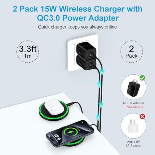 Samsung S25 Ultra 15 W Fast Wireless Charging Pad – Versatile Qi Charger for i Phone 16/15/14, Galaxy S24/S23/S22/S21, Google Pixel 9/8 Pro with Built-in Adapter – Sleek Design and Anti-Slip Surface for Enhanced Stability and Style
