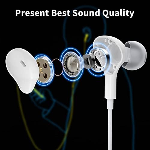 Magnetic USB C Earbuds for Samsung Galaxy S24 Ultra, S23 FE, S22, S21, A54, A53 & i Phone 16, 15 Pro Max – Noise Isolating Wired Headphones with Microphone and Volume Control for Enhanced Audio Experience – Perfect for Music Lovers and Professionals