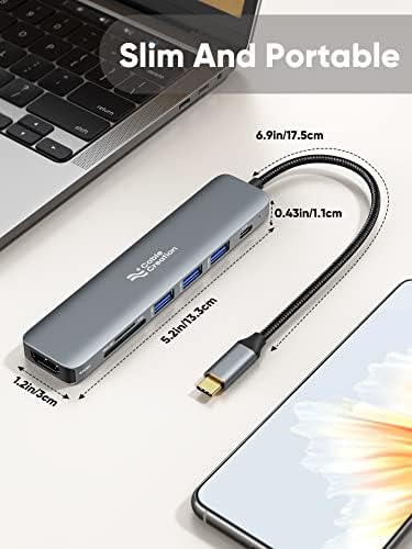 Unlock Ultimate Connectivity with the 7-in-1 USB C Hub 4 K 60 Hz | Cable Creation Multiport Adapter for Seamless 1 Gbps Ethernet, Stunning HDMI Display, Dual USB 3.0 Ports, 100 W PD Charging & SD/TF Card Support – Perfect for Mac Book Pro, i Pad Pro & Steam Deck Users!