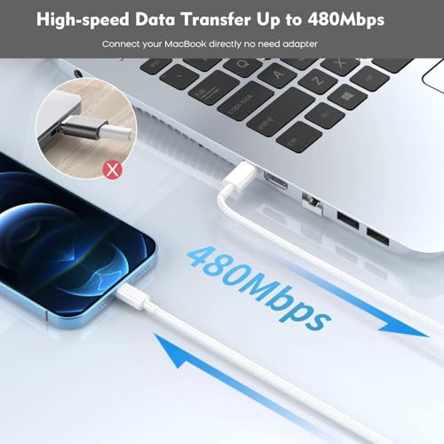 Enhanced Speed and Versatility: Dual-Pack Fast Charging i Phone Charger with 6 FT USB-C to Lightning Cable – Compatible with i Phone 14 Pro Max, 14 Plus, 13 Pro, 12 Mini, 11, XS, XR, X & i Pad – Efficient Power Delivery for Home and Travel