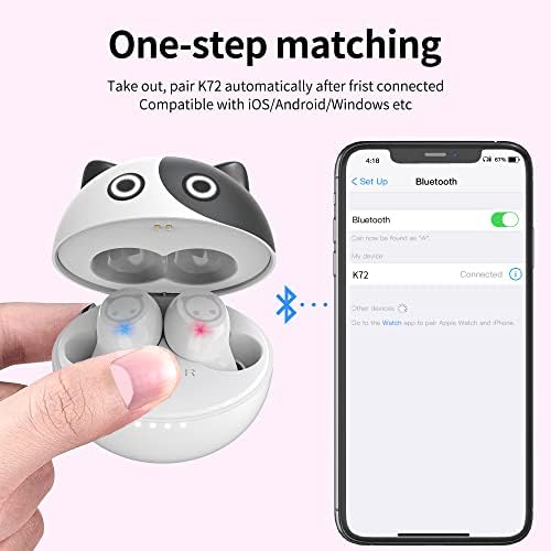 Adorable Panda-Themed Kids Wireless Earbuds – Bluetooth 5.0 with 36 Hours Playtime & IPX6 Waterproof for Active Lifestyles – 3 D Stereo Sound & Built-in Mic for Hands-Free Calling – Perfect for Children and Adults