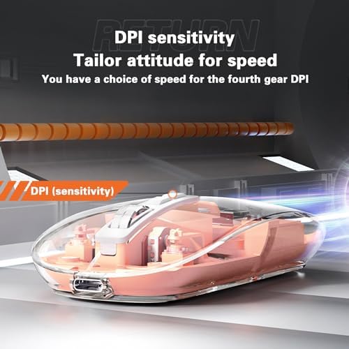 Sleek Gray Transparent Mini Silent Mouse – Rechargeable Type-C Wireless Mouse with Power Display & Magnetic Cover for Effortless Cleaning – Ideal for PC, Laptop, and Phone Use – Ergonomic Design for Ultimate Comfort