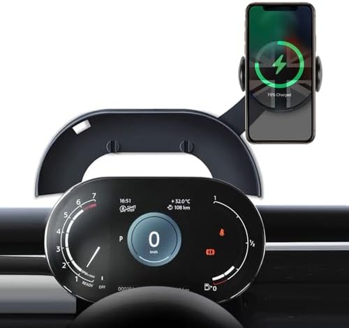 Upgrade Your Mini Cooper with the Persevere Car Phone Holder: Wireless Auto-Open/Close Charging for Circular Displays, Perfect Fit for 4-6.9” Smartphones, Enhanced Compatibility with F65, F66, J01, J05, F01 Models, Effortless Access and Fast Charging for Safe Navigation