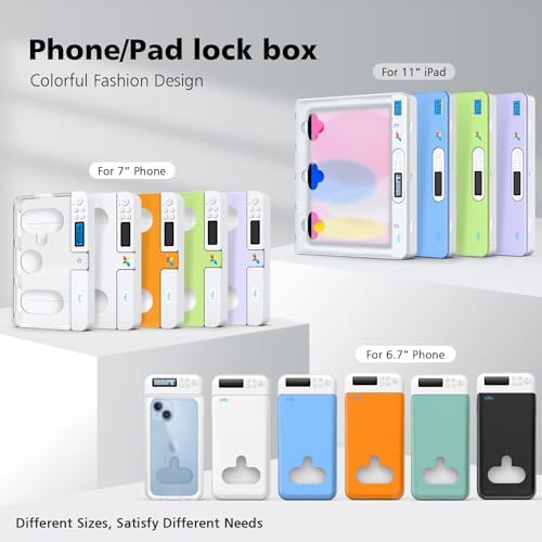 Cell Phone Lock Box with Timer,Portable Timed Phone Lock Box for iPhone and Android Phones, Self-Control Timer Phone Locker to Help Kids,Students Focus Back – Enhanced Compatibility and Speed