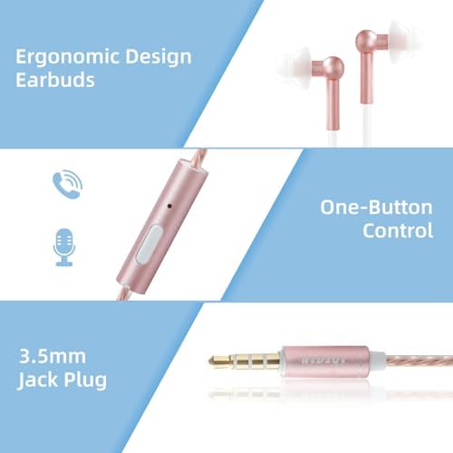 Stylish EMF-Free ibrain Air Tube Earbuds in Sophisticated Rose Gold – Premium Wired Headphones with 3.5 mm Jack for Health-Conscious Audiophiles – Unrivaled Comfort, Exceptional Sound Quality, and All-Day Versatility for Daily Commuting or Relaxation