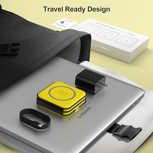 UCOMX Foldable 3-in-1 Wireless Charging Station: Ultimate Travel Charger for i Phone 12-16 Pro Max, Apple Watch Series 3-Ultra, and Air Pods Pro – Rapid Nano Technology for Fast, Safe Charging & Clutter-Free Convenience