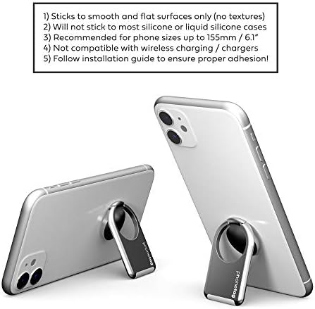 phonetag Magnetic Phone Stand & Ring Grip – Innovative 3-in-1 Design for Ultimate Portrait and Landscape Viewing, Enhanced One-Handed Control & Security, Compatible with Most Smartphones, Sleek Silver Finish