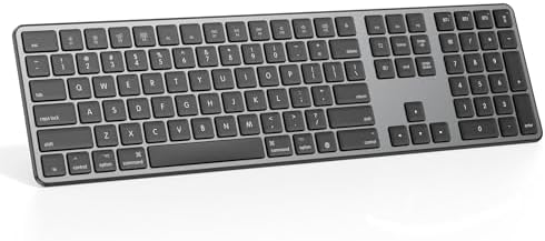 OMOTON Bluetooth Wireless Keyboard for Mac – Ergonomic Design with Numeric Keypad, Rechargeable Battery, Sleek Black & Grey Finish – Enhanced Compatibility for Mac Book Pro, Air, i Mac, Mac mini, and PC Users – Experience Unmatched Typing Speed and Comfort