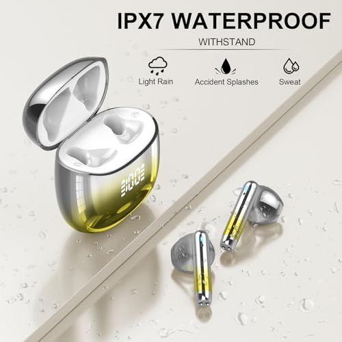 Kicoeon Premium Wireless Earbuds – 48-Hour Uninterrupted Playtime, Advanced IPX7 Waterproof Rating, Next-Gen Bluetooth 5.4 for Seamless Connectivity, Enhanced Call Clarity with Quad Microphone System, Elegant Beige Design Tailored for Active Lifestyles, Fully Compatible with Android & i OS Devices