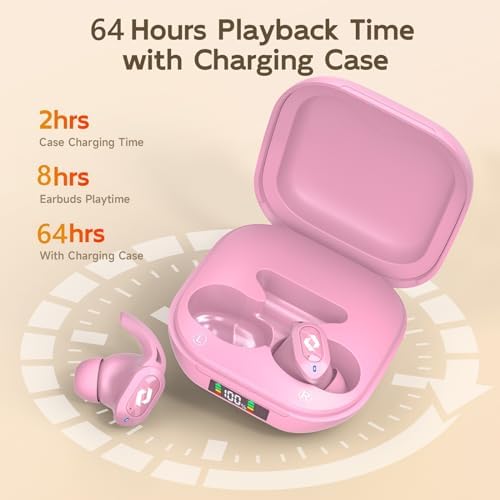 CYBERDOT Elite Wireless Earbuds: High-Performance Bluetooth Headphones with IPX7 Waterproof Technology, 64-Hour Playtime, and Immersive Stereo Sound for Gamers and Athletes – Built-in Mic & Convenient Wireless Charging Case for i Phone & Android Users