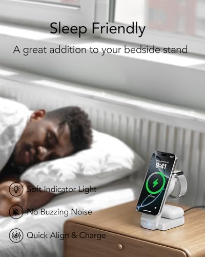 Ultimate 3-in-1 Foldable Wireless Charging Station for Apple Devices – Sleek Magnetic Dock for i Phone 16/15/14/13/12, Apple Watch Series 10/Ultra 2/Ultra/9/8/7/6/5/4/SE/SE 2, and Air Pods 4/3/Pro/2 – Fast, Portable, and Clutter-Free Charging Solution for Home or Travel