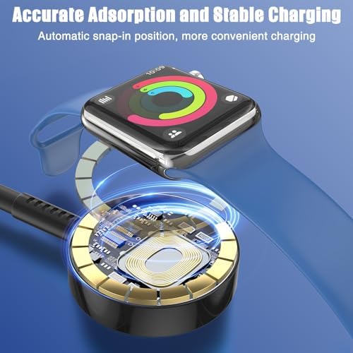 USB-C Magnetic Charger for Apple Watch – Fast Charging Cable Compatible with Ultra, Series 9-1 – 3.3 FT (1.1 M) Black – Enhanced Power Delivery & Secure Connection for All Models