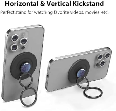 Revolutionary Mag Safe Magnetic Phone Grip and Kickstand – Sleek Black Weave Ring Holder for Ultimate Hands-Free Convenience and Effortless Wireless Charging – Dual Functionality for Enhanced Security and Stability, Perfect for i Phone Users on the Go