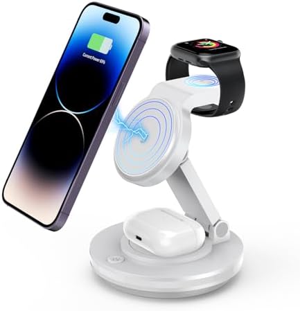 Ultimate 3-in-1 Foldable Charging Station for i Phone, Apple Watch & Air Pods – Magnetic Wireless Charger with Fast Charging for i Phone 11-16 Series, Pro Max Compatibility, Sleek Portable Design for Home & Travel