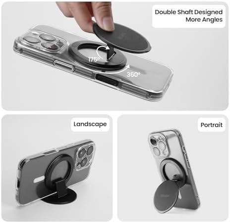 Enhance Your Smartphone Experience with Nillkin Mag Safe Phone Grip Ring Holder – Removable Magnetic Stand for i Phone 16/15/14/13/12 & Select Samsung Models – Black – Ultimate Grip Stability and Versatile 360-Degree Viewing Angle – Sleek Design, Easy Installation, and Residue-Free Removal