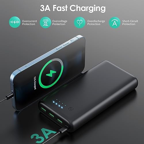 Ultra-High Capacity 40800 m Ah Portable Charger with Built-In Cables – 25 W PD USB C Fast Charging Power Bank – 5 Outputs & Dual Input for i Phone 16/15/14/13 & Samsung S23 – Stylish Pink Design for On-the-Go Charging Solutions