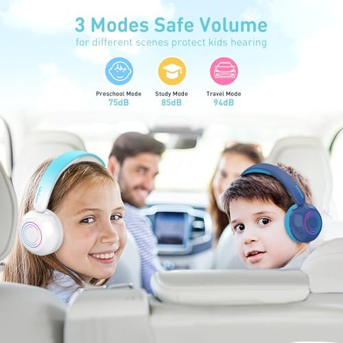 Vibrant LED Bluetooth Headphones for Kids – Lightweight, Hearing-Safe Design with Adjustable Volume Limits, Built-in Microphone, and Ultimate Comfort for School, Travel, and Home – Compatible with Tablets and Smartphones