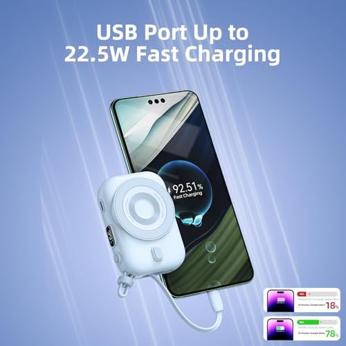 Magnetic Power Bank 10000 m Ah for i Phone – Fast Charging Wireless Charger with LED Display & Type-C Cable – 22.5 W PD Compatible Battery Pack for i Phone 16/15/14/13/12 Series – Sleek, Portable Design for Effortless On-the-Go Charging