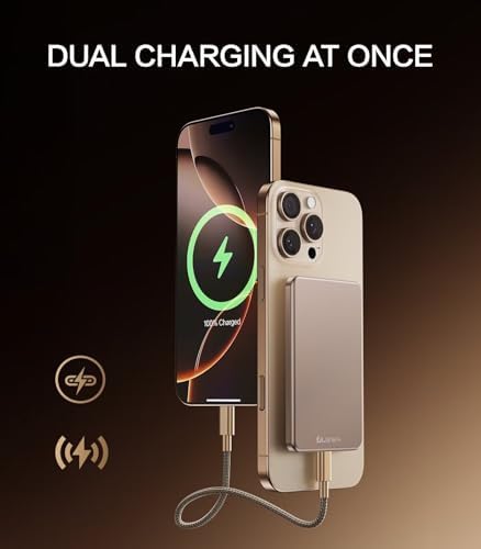 Ultra-Slim Magnetic Power Bank for i Phone – 5000 m Ah Fast Charging Wireless Charger, Lightweight Alloy Design, Sleek Aluminum Finish with Advanced Heat Management, Perfect for i Phone 16/15 Pro Max/14/13/12 – Stay Powered Anywhere, Anytime