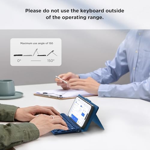 CACOE Ultra-Slim Foldable Wireless Keyboard with Integrated Stand – Dual-Channel QWERTY Design for Seamless Device Switching – Portable Mini Keyboard for Smartphones, Tablets, and Laptops – Stylish Wine Red Finish for Enhanced Productivity and Versatility