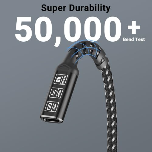 Innovative L-Shaped USB C Extension Cable (2 Pack, 6.6 Ft) – 240 W Power Delivery, 40 Gbps High-Speed Data Transfer, Durable Nylon Braided Design for i Phone 16, i Pad, Mac Book & Mag Safe – Optimal Flexibility for Tightly Spaced Connections
