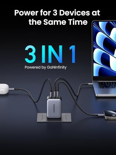 UGREEN Nexode X Series 65 W USB C Fast Charger – Ultra-Compact Ga N Wall Adapter with Triple Ports for Rapid Device Charging – Maximize Efficiency with PPS Technology for Optimal Compatibility with Mac Book Pro/Air, i Phone 15/16, i Pad Pro, Galaxy S24/S23, Pixel 8 & Steam Deck – The Ultimate Portable Power Solution for Modern Lifestyles
