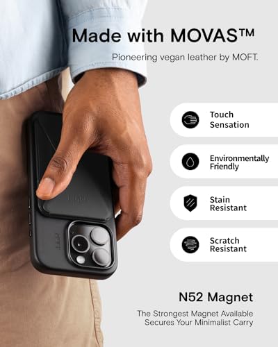 MOFT MagSafe Wallet for iPhone 16/15/14/13/12 Series, Strong Magnetic Phone Card Holder Fit 2 Cards & 3 Viewing Angles & Stain-Resistant Vegan Leather Phone Stand, Windy Blue – Enhanced Compatibility and Speed