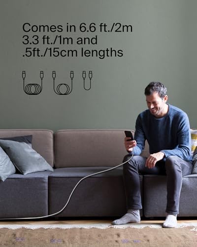 Belkin Boost Charge Braided USB-C to USB-C Cable – 1 m (3.3 ft) Durable Fast Charging Cable for i Phone, Galaxy, Nintendo Switch 2, i Pad Pro, and Pixel – Tangle-Free Design with 480 Mbps Data Transfer – Ultimate Universal Compatibility for All Your Devices