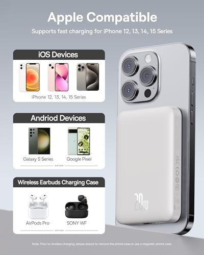 Baseus Magnetic Portable Charger for i Phone – 5,000 m Ah Qi2 Certified Wireless Power Bank with 15 W Mag Safe Compatibility & 20 W USB-C Fast Charging for i Phone 16/15/14/13/12 – Sleek, Lightweight Design for On-the-Go Power Solutions