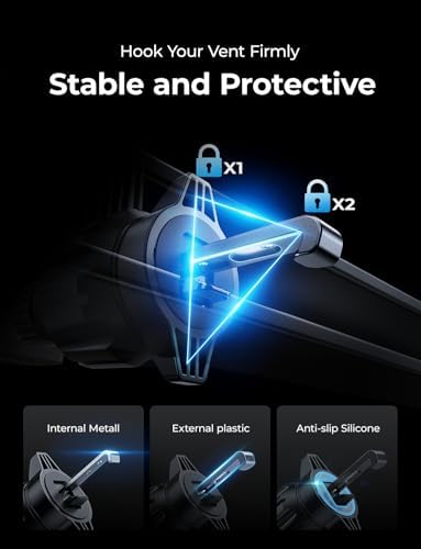 LISEN Delas 3-in-1 Adjustable Car Phone Holder Mount – Versatile Dashboard, Air Vent & Windshield Solution for i Phone 16 Pro Max, Samsung Galaxy & More – Effortless Tool-Free Installation for Enhanced Safety & Modern Aesthetics in Sleek Black Design