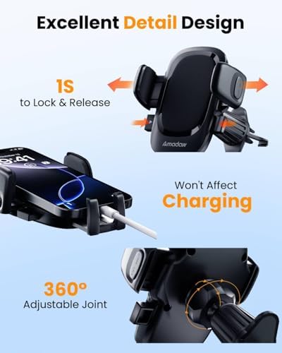 2025 Premium Car Vent Phone Holder Mount for Large Devices – Engineered for i Phone 16 & 15 Pro Max Compatibility, Featuring Ultra-Strong Hook Design and 1.62-Inch Wide Clamp for Secure Fit – Sleek Silicone Black Finish for Modern Vehicles – Effortless Installation with No Vent Damage – Perfect for Road Trips and Daily Commutes