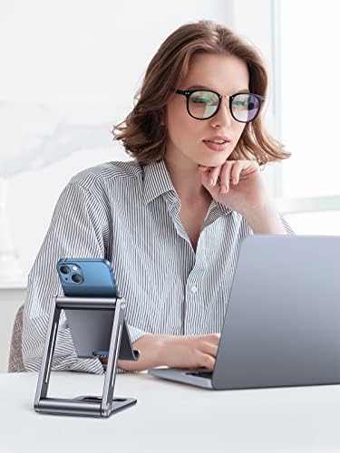 UGREEN Phone Stand for Desk Cell Phone Holder Adjustable Compatible with iPhone 15/14/13/12 Pro Max/11/XS Max/XR/X/8 Plus/Nintendo Switch, Aluminum Metal Desktop Stand Portable, Space Grey – Enhanced Compatibility and Speed