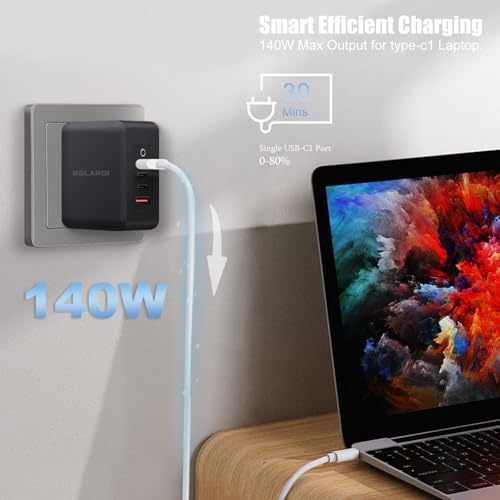 140 W USB-C Fast Charging Wall Charger with 4 Ports – Compact & Lightweight Ga N Charger for i Phone, Galaxy, i Pad & More – Foldable Design for Ultimate Portability – Power Delivery 3.1 Technology for Rapid Device Charging – Universal Charging Solution for Home & Travel