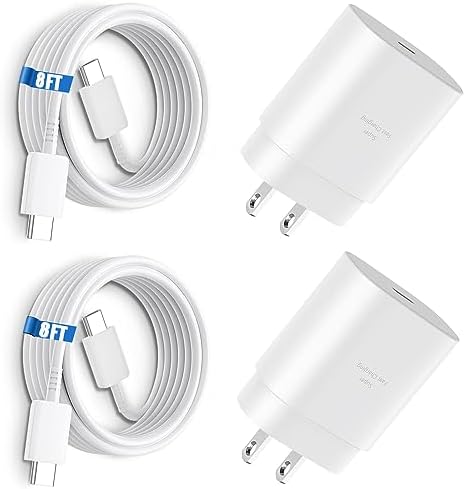 Elevate Your Charging Experience: 25 W USB C Fast Charge Block with 10 Ft Type C Cable for Samsung Galaxy S21-S24 & Note 20 – Optimal Power Delivery for Home and Travel – Exceptional Speed, Enhanced Safety Features, and Ultimate Compatibility for Android Devices
