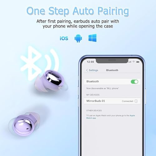 Rehoria Side Sleeper Ultra-Comfort Wireless Earbuds – Discreet Mini Bluetooth 5.3 Headphones for Optimal Sleep and Meditation – Fast Charging Case with Silent Operation for Uninterrupted Relaxation (Purple) – Perfect for Side Sleepers Seeking Peaceful Nights