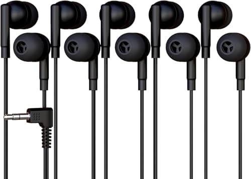 Affordable Bulk Wired Earbuds – 20 Pack In-Ear Headphones with 3.5 mm Jack for Classroom and Group Use, Tangle-Free 4 ft Cables, Comfortable Ergonomic Design for Extended Listening Sessions, Enhanced Compatibility for Smartphones and Laptops, Ideal Audio Solution for Students and Events