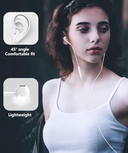 Premium Lightning Connector Earbuds for i Phone – Superior Sound & Hands-Free Calling with In-Line Mic & Volume Control – Officially Certified for i Phone 14/13/12/SE/11/XR/XS/X/7/7 Plus/8/8 Plus – Lightweight Design for Effortless Portability and Audio Management