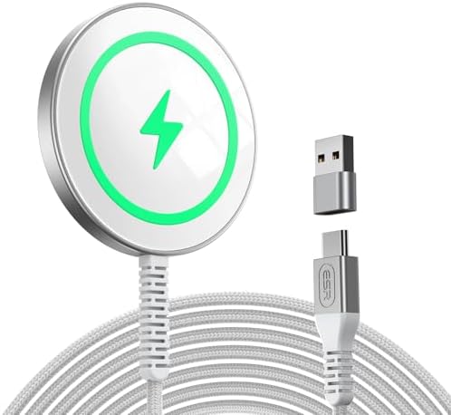 ESR Mag Safe 15 W Wireless Charger – Dual USB-C Charging Pad for i Phone 16 Pro Max, 16 Pro, 16, 16 Plus, 15, 14, 13, 12, and Galaxy S25 – Sleek Desert Titanium Finish – Effortless Magnetic Alignment for Air Pods Pro/3/4 – High-Speed Charging & Enhanced Device Compatibility
