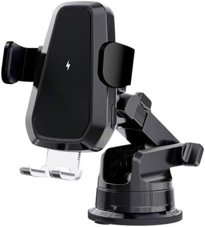 Elevate Your Driving Experience with the Black Wireless Car Charger: Fast 3-in-1 Auto Clamping Phone Mount for i Phone 11-16 & Samsung S9+ to S23 Ultra – Effortless Charging, Stylish Design, and 360-Degree Rotation for Optimal Viewing Angles – Essential Car Accessory for Modern Drivers Seeking Convenience and Speed