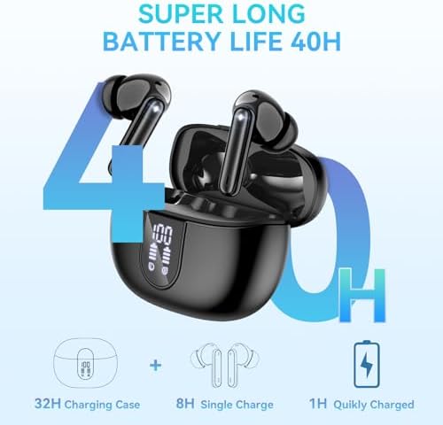 Elevate Your Sound Experience: Stylish Rose Gold Wireless Earbuds with Bluetooth 5.3, 40-Hour Playtime, Deep Bass Stereo, Noise-Canceling Mic, and IP7 Waterproof Durability for i OS & Android Devices – Perfect for Music Lovers and Active Lifestyles