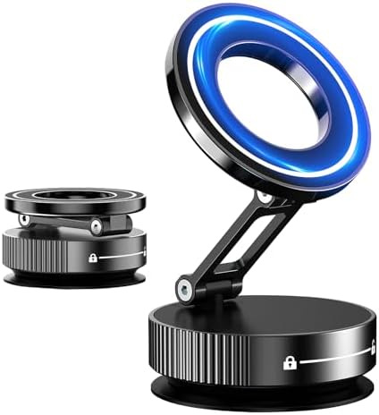 360° Rotation Vacuum Magnetic Phone Holder for Car, Strong Magnetic Suction Cup Phone Mount, Dual-Axis Adjustable Arm Phone Stand for iPhones 12-16 Series & All Smartphones – Enhanced Compatibility and Speed