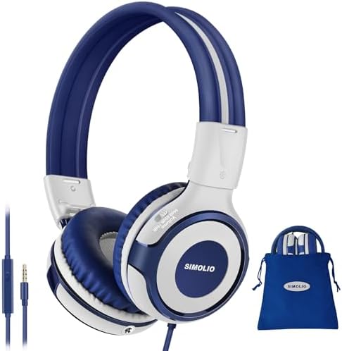 Chic Pink SIMOLIO Kids Headphones with Microphone – Volume-Limited Wired Design for Safe Listening – Adjustable Sound Levels (75/85/94 d B) for Hearing Protection – Perfect for School, Travel, and Home Use – Durable and Comfortable Fit for Active Young Listeners – Compatible with Smartphones & Tablets for Versatile Use